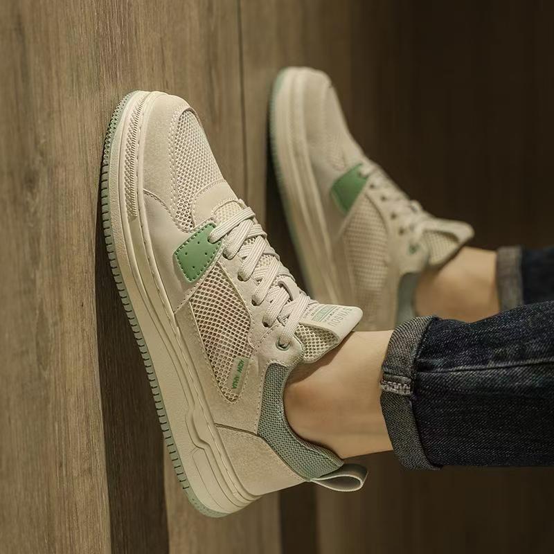 

Летняя спортивная обувь большого размера из сетки, ленивая обувь, высококачественная повседневная обувь для активного отдыха, спортивная мода, полые дышащие кроссовки 44 бежевый/зелёный