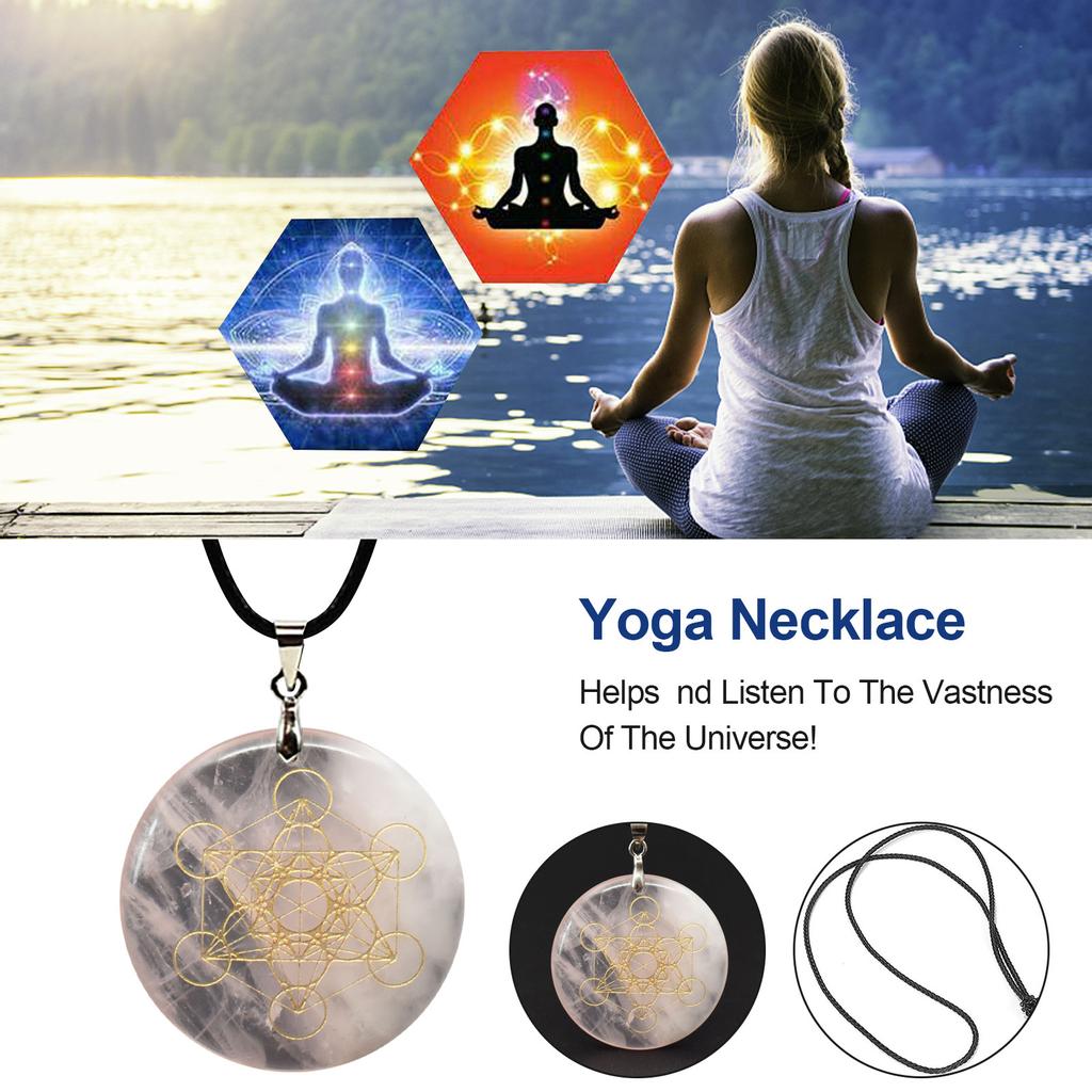 Flower of Life Pendant Seven Chakras Meditation Crystal Stone Pendant Necklace