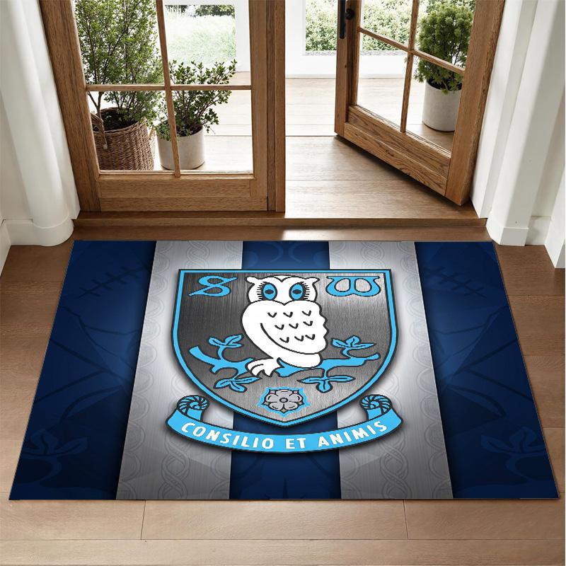 Sheffield Wednesday Design Crystal Velvet Rug Soft Decorative Mat for Bedroom Entrance