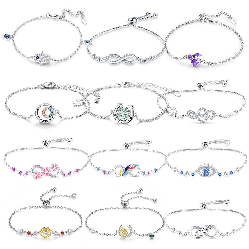 Fashion Lucky Sunflower Pendant Bracelets for Women Sparkling Zircon Infinity Symbol Bracelet Valentine's Day Jewelry