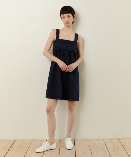 Lady Volume Punching Sleeveless Dress_Navy