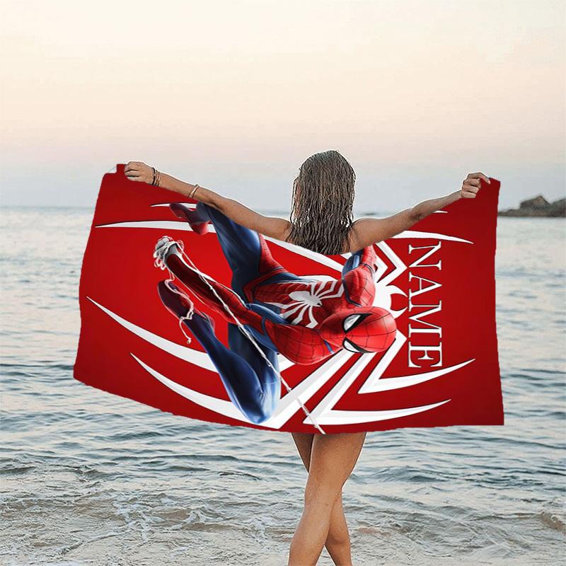 1pc Spider Man2 Beach Towel with Custom Name, Beach/Swimming/Bath/Picnic/Camping Towel, Suitable for Seaside Beaches