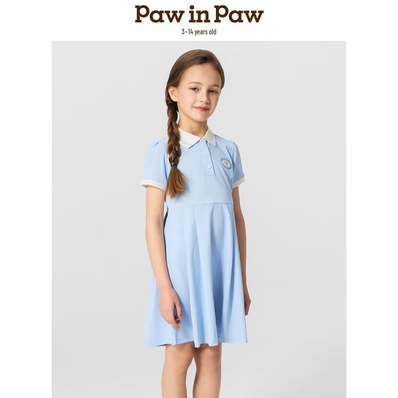 PawinPaw Girls  Polo Collar Cartoon Bear Casual Dress 120