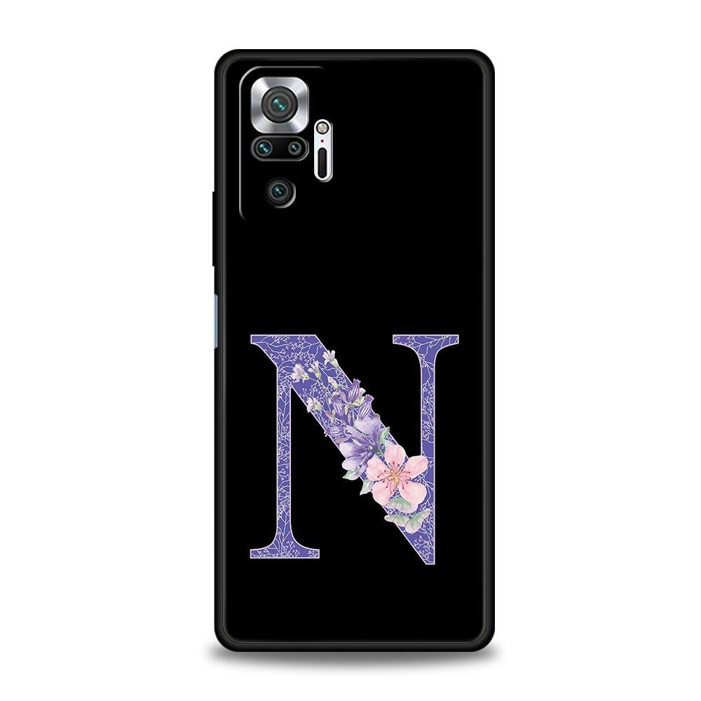 Letters Purple Flower Phone Case For Xiaomi Redmi Note 14 13 5G 10 11 12 Pro Plus 4G 14C 13C 12C 10C Black Cover