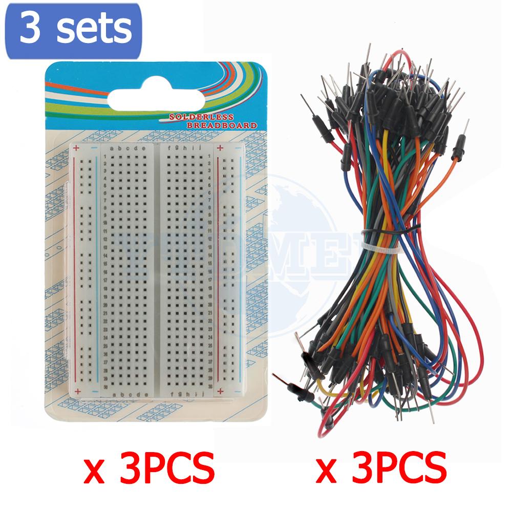 1-5 Sets 400 Tie Point Breadboard Solderless PCB Boards Prototype Universal Mini Bread Board with 65pcs Jumper Wire DIY Kit