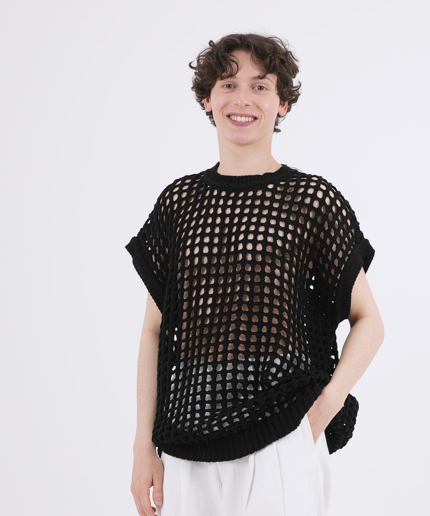 The-Abon Summer Mesh Oversized Vest Beige