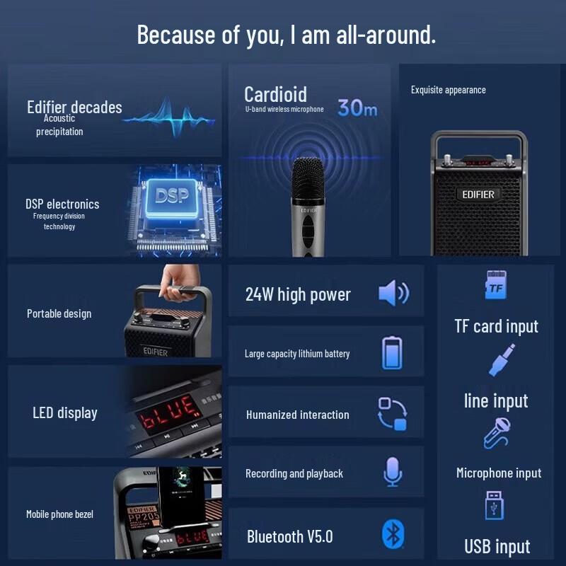 Edifier PP205 Wireless Portable Bluetooth KTV Speaker CN plug (adapter included)