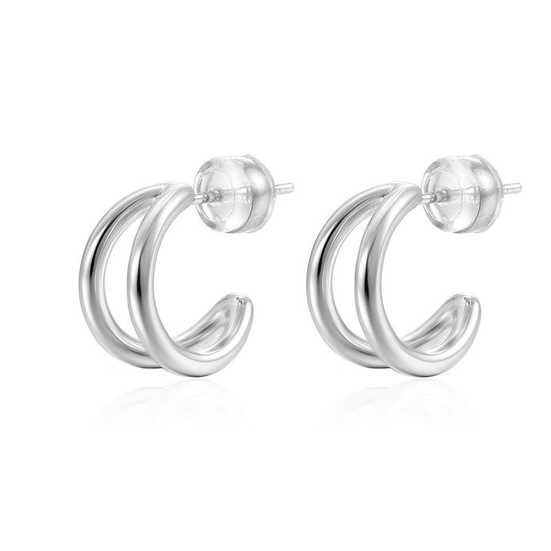 Elegant Double C Hoop Earrings: Versatile Luxury Ear Jewelry in Gold & Silver for Women