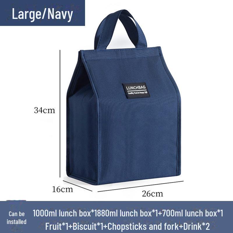 Granatowa przenośna torba na lunch z tkaniny Oxford z izolacją i ochroną przed kurzem dla studentów