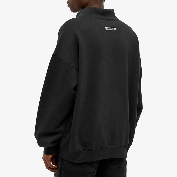 Fear of God Essentials FW20 Mock Neck Sweatshirt With Letter Pattern Unisex Sweatshirts Black FOG-FW20-345