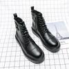 2024 Spring and Autumn Men's Naked Boots Fashion Simple Casual Men's Large Casual Shoes Lace Up Zipper High Top Leather Shoes