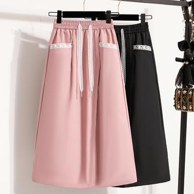 DIMANAF 2025 Übergröße Neue Frühling Elastische Baumwollröcke Damen A-Linie Mode Lockerer Rock Hohe Taille Vintage Maxi