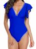 2024 Ruffle Swimsuit One Piece Sexy Straped Swimwear Women Padded Bathers Bathing Suit Female Swimming Summer Backless Beachwear