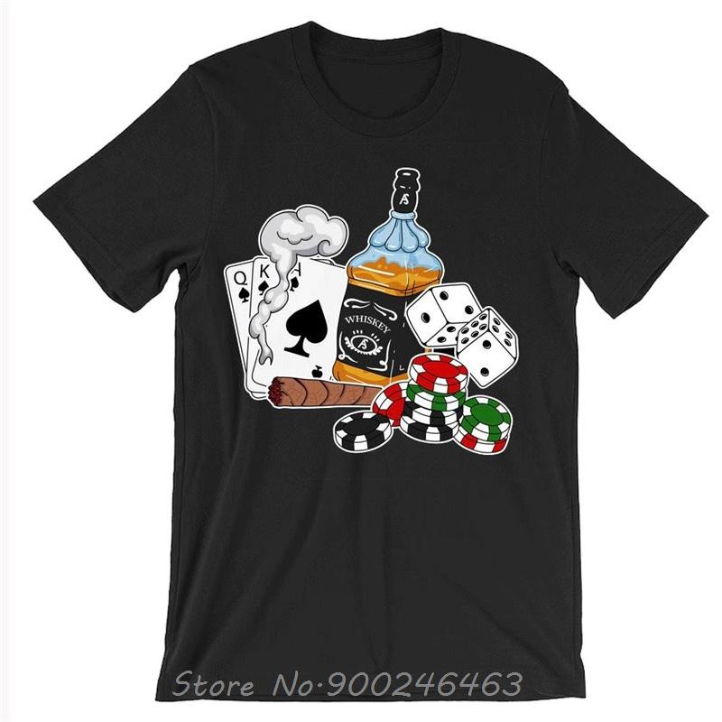 Poker Cards Unisex T-shirt Cotton Shirts Boys DTG Printed Shirt Gifts Queen Hearts Shirt Southern Casino Tee Playing Card Deck