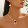 European and American Style Jewelry Niche Glossy Design Diamond-set Design Pendant Earrings Versatile Long Necklace Women's Jewelry