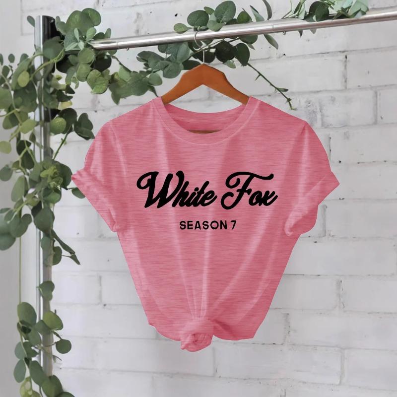 Ny Dam Slogan Tryckt Rundhalsad Lös Kortärmad Casual T-shirt