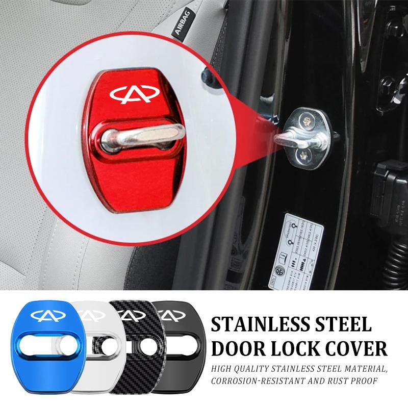4pcs Stainless Steel Car Door Lock Cover Protective Covers Accessories For Chery Fulwin QQ TIGGO 2 3 4 5 7 Pro 8 3X A1 QQ Easta Z3