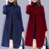 Women's Spring and Autumn Solid Color Medium-length Coat Lapel Slim and Thin Coat