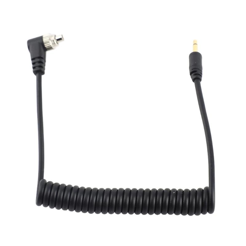 Compactly PC To 2.5mm Flash Syncing Cable with Screw Lock Extended Coiled Wire Design Premium PVC Construction 100cm
