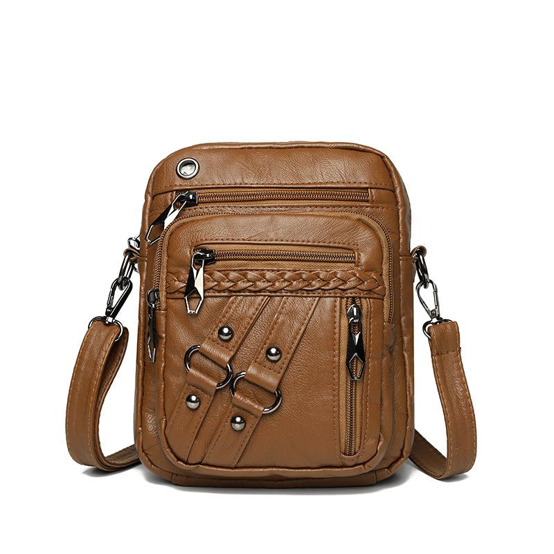 Women's Soft Leather Shoulder Bag Mother Bag Large Capacity Retro Mobile Phone Bag