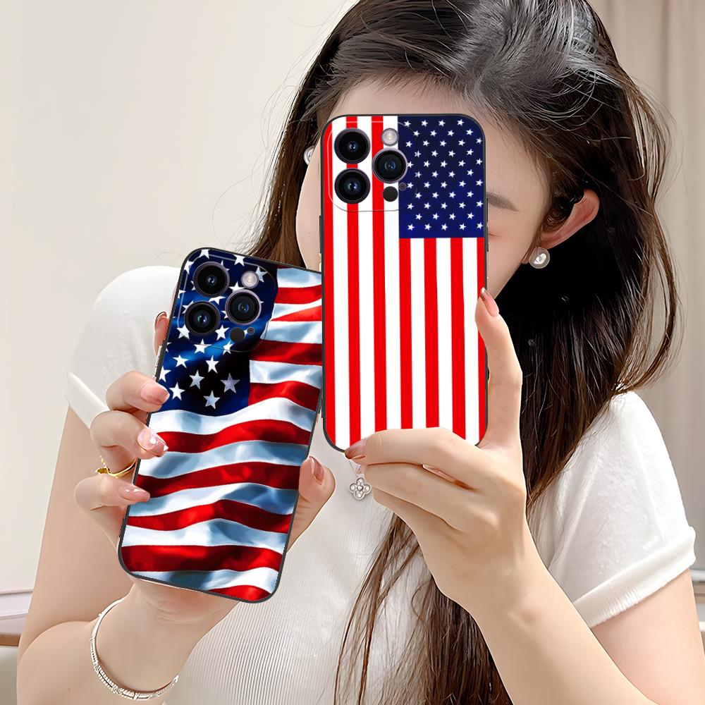 USA America Flag Mobile Cell Phone Case for iPhone 17 16 15 14 13 12 11 X XR XS 8 7 Air Pro Max Plus Mini Colorful Cover Cover
