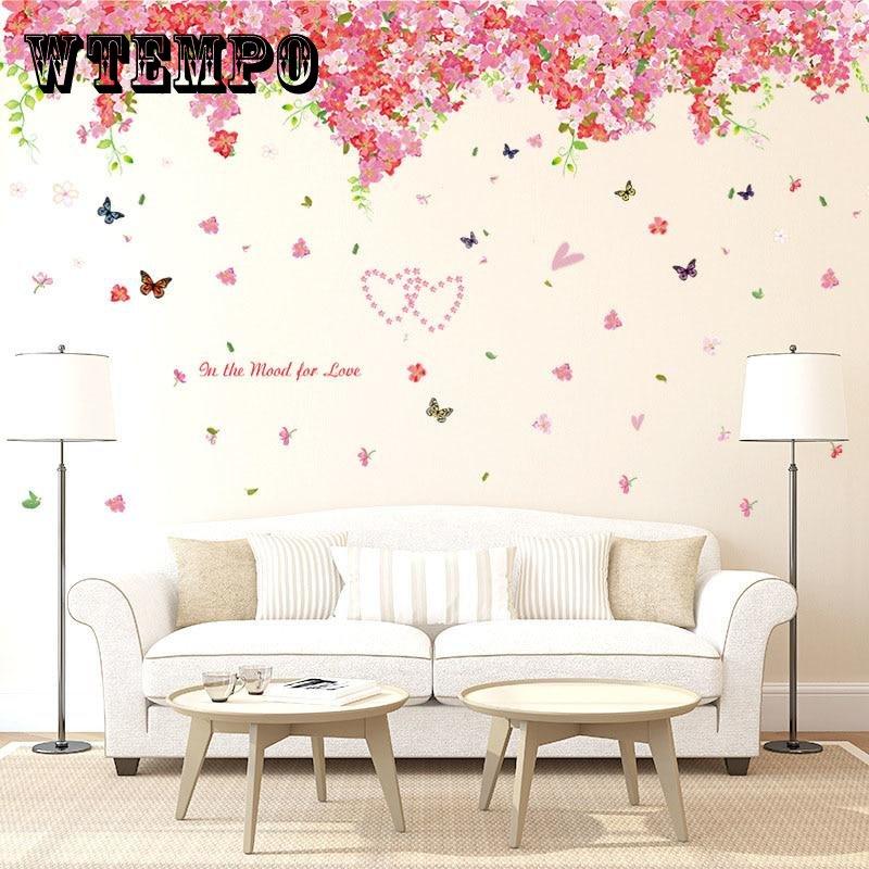 Buy [Wall sticker] pink cherry tree romantic marriage room wall decor ...