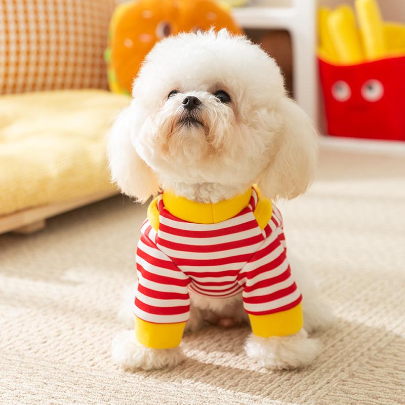 New dog clothes cute fries can lead small dogs autumn and winter two-legged sweater cat pet clothing