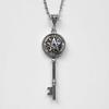Fashion Classic Five-pointed Star Glass Key Pendant Necklace for Men Women Key of Solomon Magic Array Jewelry Accessories Gifts