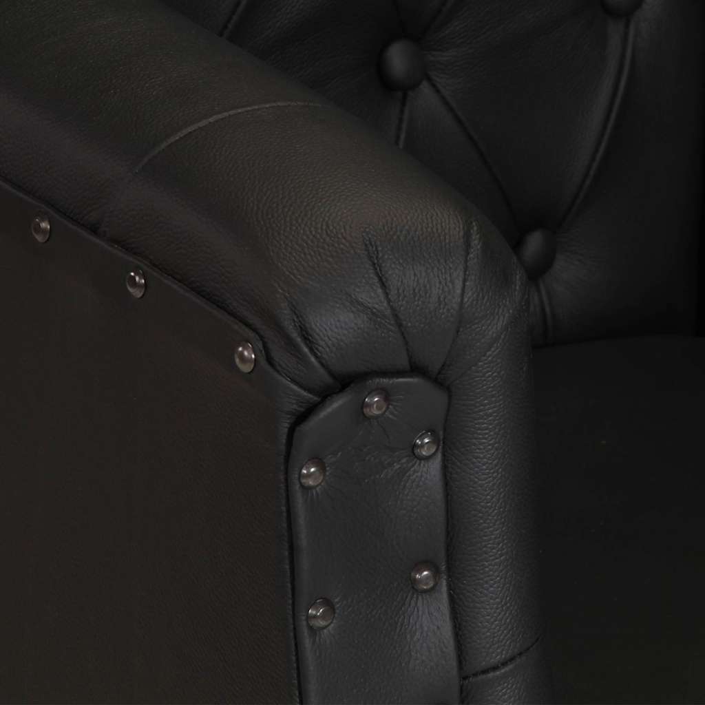 Armchair Black Genuine Leather