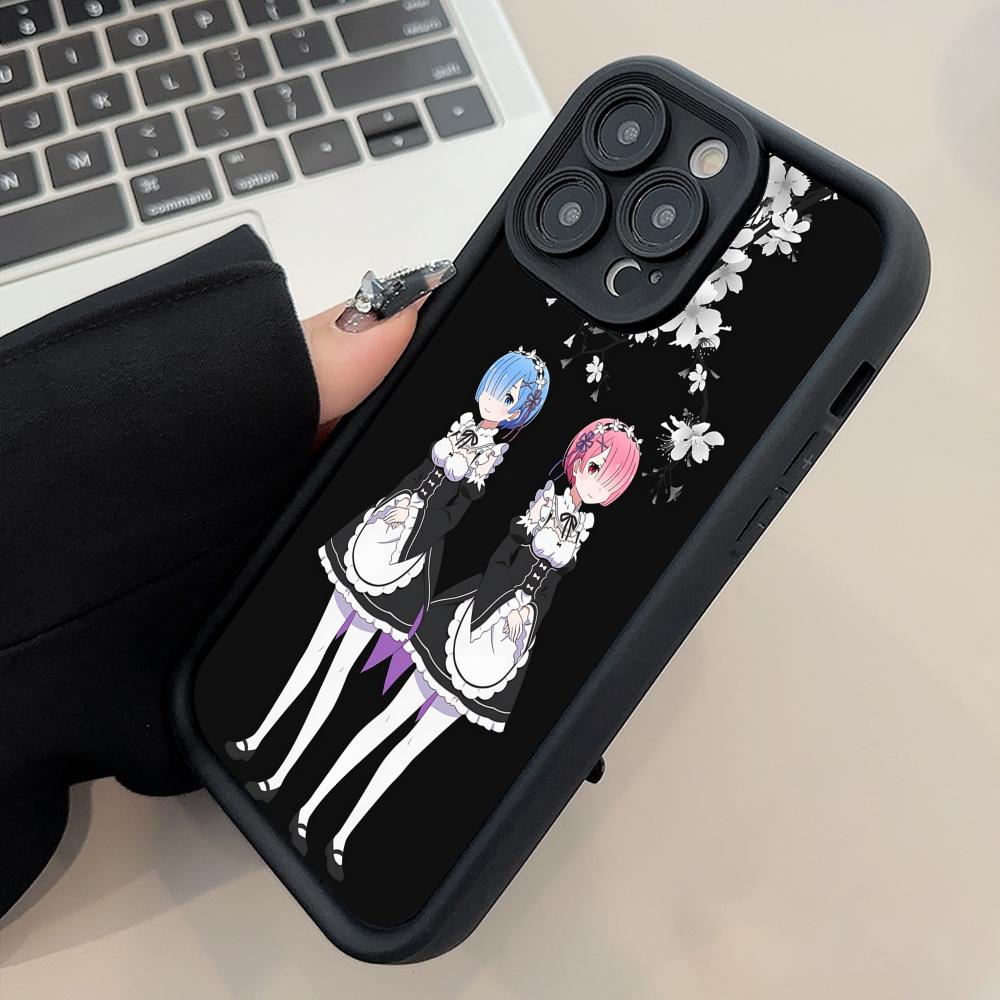 ReZero Rem Ram Thicken TPU Mobile Phone Case for iPhone 17 16 15 14 13 12 11 Air Pro Max Plus Colorful Cover