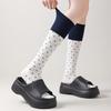 Chaussettes Longues en Coton Doux à Pois pour Femmes Color Block Chaussettes Mi-Mollet Douces Fille Coréenne Harajuku Collège Chaussettes Bouclettes