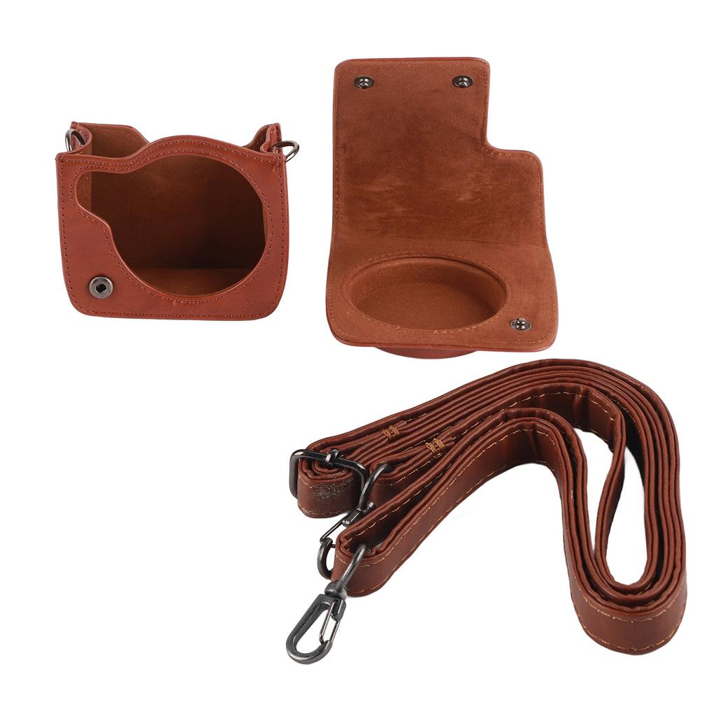 PU Leather Protective Cover Case Bag for Fujifilm Instax Mini 90 with Shoulder Strap (Brown)