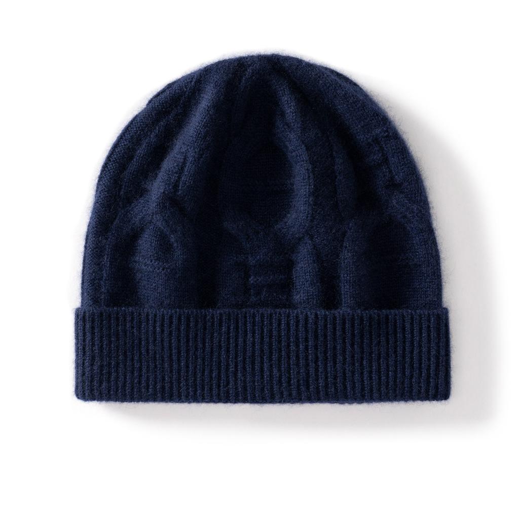 Cashmere Hat Women's New Wool Knitted Big Head Circumference Headgear Warm Versatile Cold Hat Men's Outdoor Winter Protection