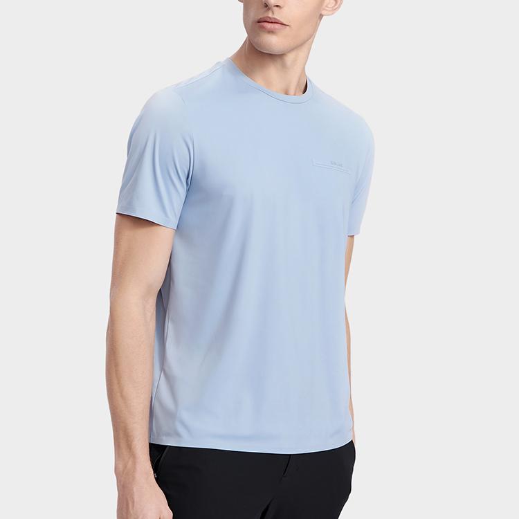 FILA Solid Color Business Cool Knit Short Sleeve T-Shirt Men Tops Liberation-Blue F11M322114F-BU