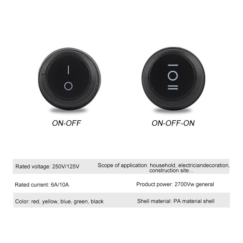 5 buc 25mm Impermeabil SPST Rotund Comutator Basculant Tip Barcă 2/3 Pini Mașină Auto Barcă Marin Buton de Alimentare Comutator cu Lumină 6A/10A 250V