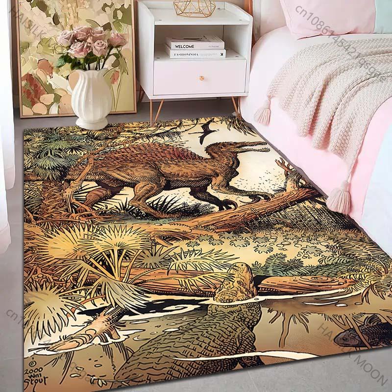 Multiple sizes Dinosaur walking in jungle Carpet for Living Room Bedroom Sofa Home Decor Rus Non-slip Floor Mat Luxury Gift