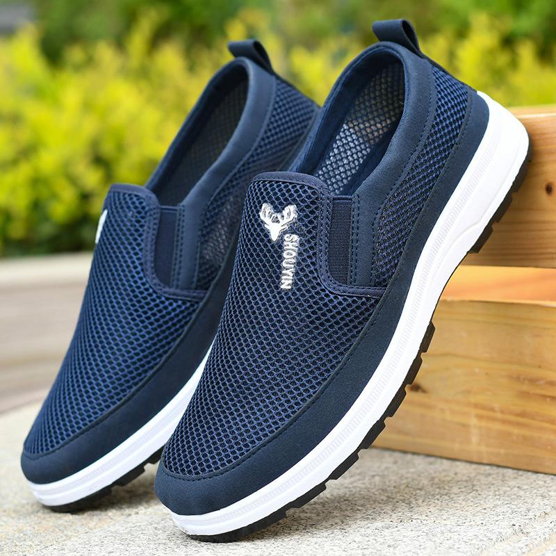 Sommer 2025 neue alte Peking Stoffschuhe Herrenschuhe lässig und bequem Ein-Pedal Laufschuhe hohl atmungsaktiv Freizeitschuhe