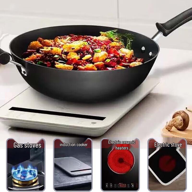 Supor Non-Coated Cast Iron Wok with Lid