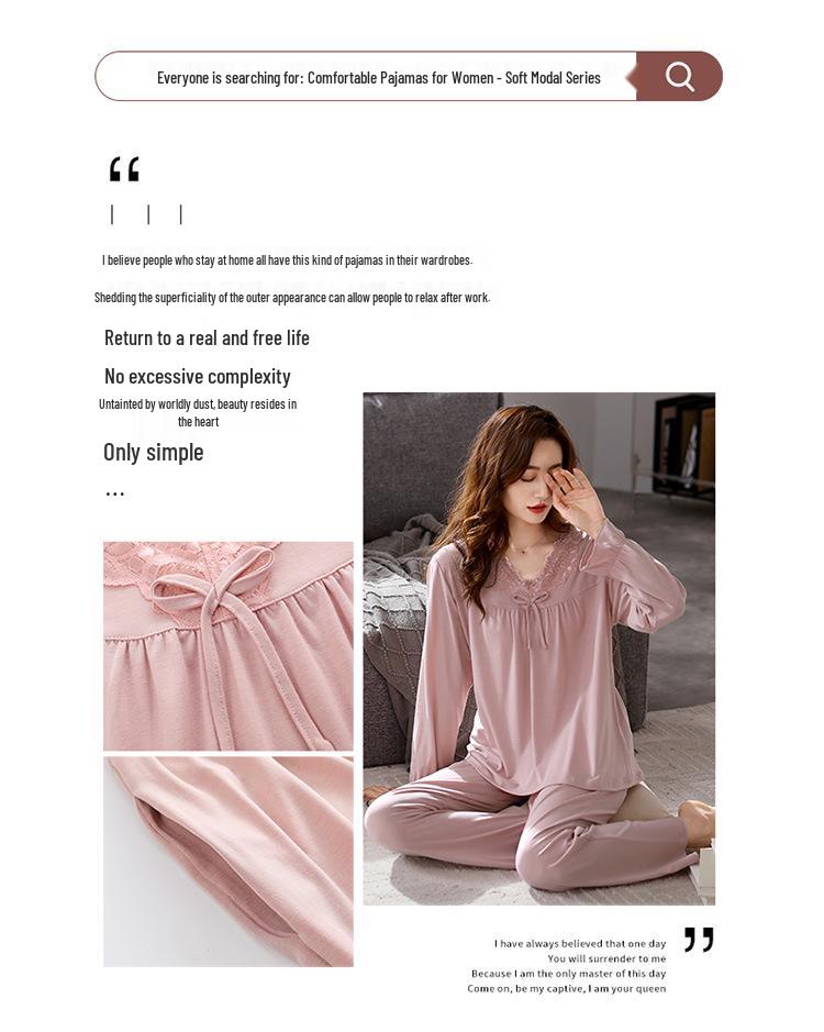 Aifen Teng Women's Long Sleeve Modal Pajamas - New Autumn Collection