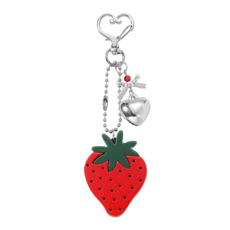 

Trendy Cute Bow Cherry Strawberry Keychain Pendant Phone Chain Bag Hanging Backpack Decor Heart Star Charm Keyring Gifts