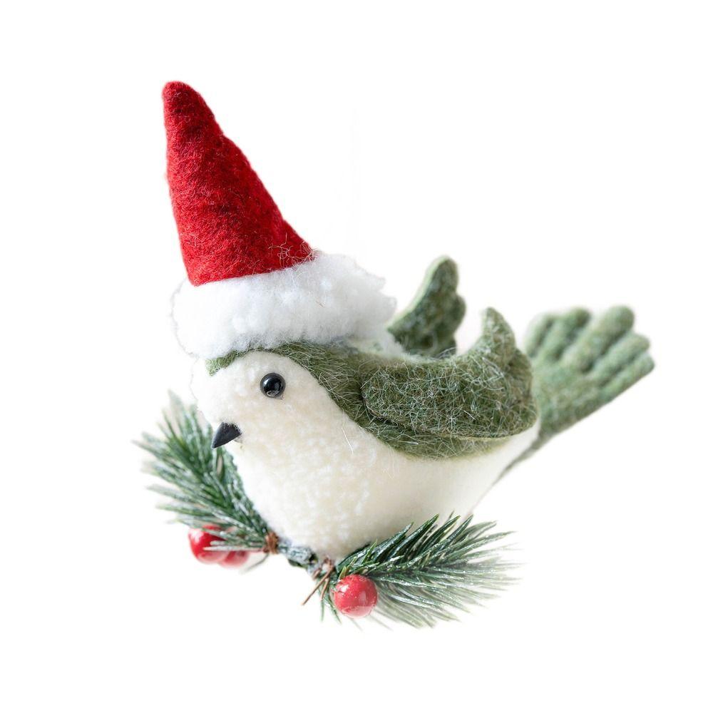 Soft Plush Christmas Tree Hanging Decor Lifelike Fireplace Bird Charm Wreath Bird Pendant  Festive