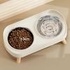 1pc Double-layer Pet Food Bowl, Anti Slip Stainless Steel Raised Bracket with Splash Proof Cat and Dog Supplies