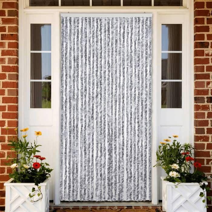 VidaXL Fly Curtain, Insect Screen with Hook, Adjustable Length and Width Door Curtain, White and Grey 377375