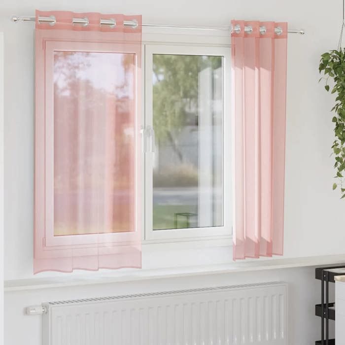 VidaXL Rideaux en voile avec œillets 2 pcs rose 140x140 cm, rideau en filet, rideau transparent, voile de fenêtre, 4102095