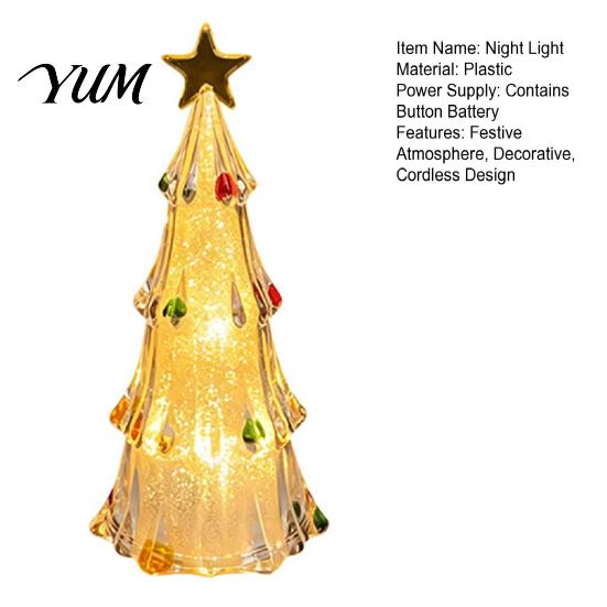 Christmas Holiday Souvenir Lighted Tree Ornaments, Mini Xmas Night Light, Battery Operated Festive Table Centerpiece Lamp, Decorative LED for