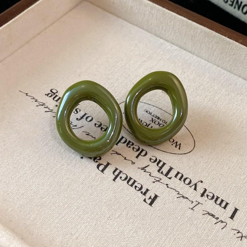 Silver Needle Green Butterfly Flower Pearl Stud Earrings Small Fresh High-end Earrings Earrings Women