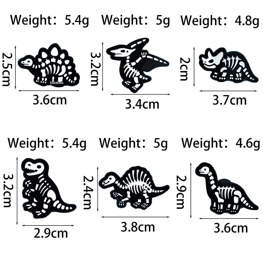 Dinosaur Skeleton Punk Brooch – Halloween Cartoon Animal Badge Accessory