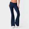 Damenmode, einfarbig, schmale Passform, schmale umgekehrte Taille, niedrige Taille, elastische Taille, Schlaghose