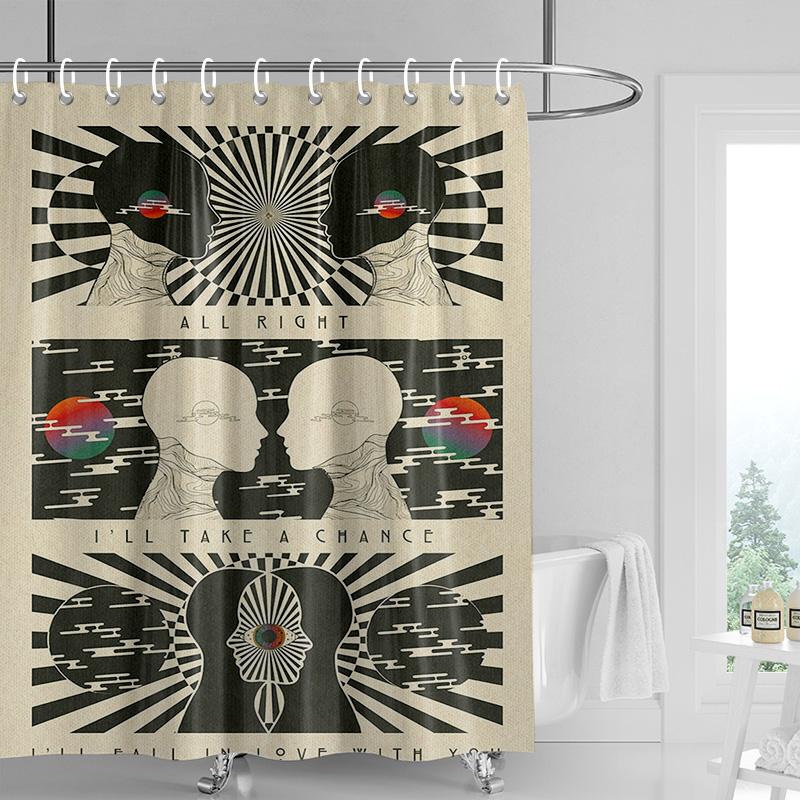 Abstract Femme Shower Curtain - Bold Red Lips & Colorful Brushstrokes, Waterproof with Grommets, Artistic Bathroom Decor