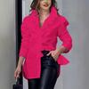 Elegante Blusa da Donna a Maniche Lunghe Scollo a V Design con Volant Stampa Camicie da Donna Moda Primavera Autunno Top a Felpa